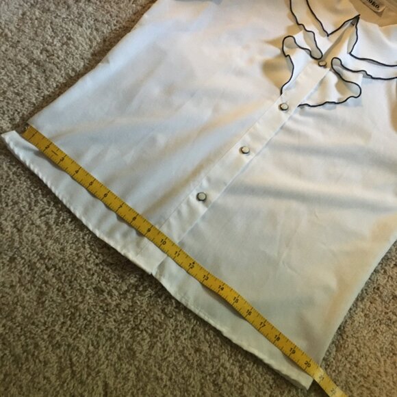 Vintage Bibbed Collar White Button Down Performance Choir Blouse - Picture 14 of 16